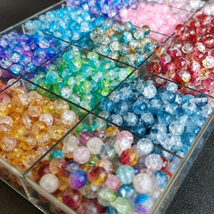 50pcs Crystal Glass Gradient Crack Beads for DIY Jewelry Making