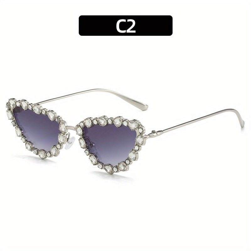 Rhinestone Decor Sunglasses Metal Frame UV400
