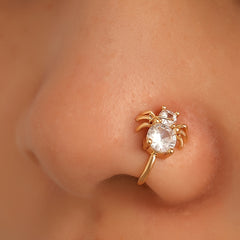 Men's Golden Nose Stud Set With Artificial Diamonds Party Gift