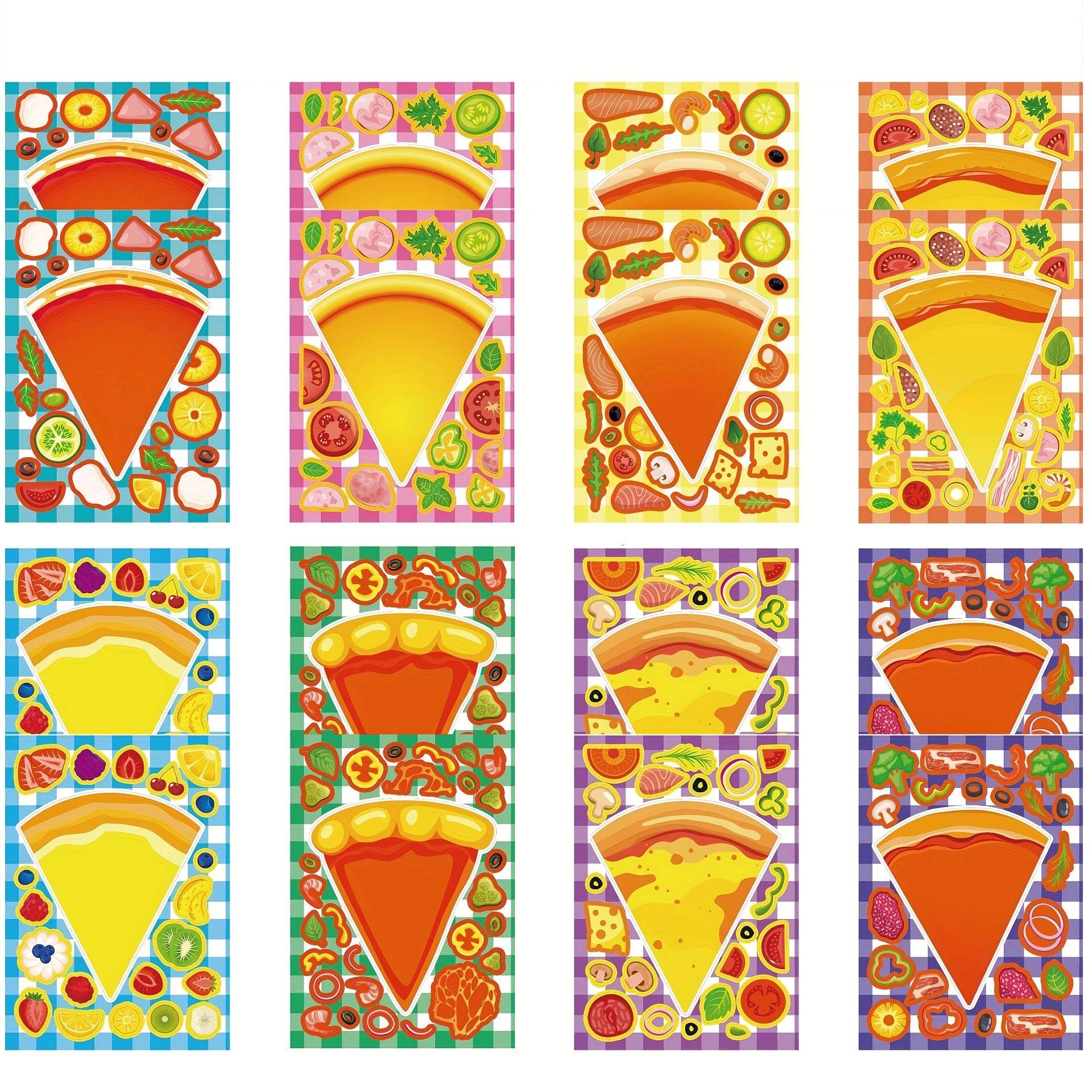 16 Pack Vinyl Cartoon Pizza Dessert DIY Stickers for Plastic Surfaces