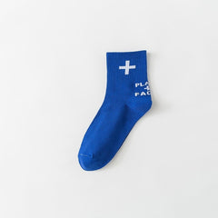 4 Pairs Letter Print Socks Women's Mid Tube Stockings