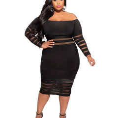  Off Shoulder Long Sleeve Bodycon Dress