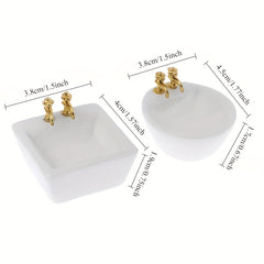 1pc Ceramic Mini Washbasin Sinks with Golden Faucets Dollhouse DIY Kit