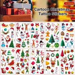 10 Sheets Santa Claus Christmas Temporary Tattoos Stocking Stuffers