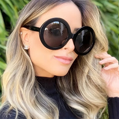 Round Thick Frame Sunglasses Vintage UV Protection Sunshade Eyewear