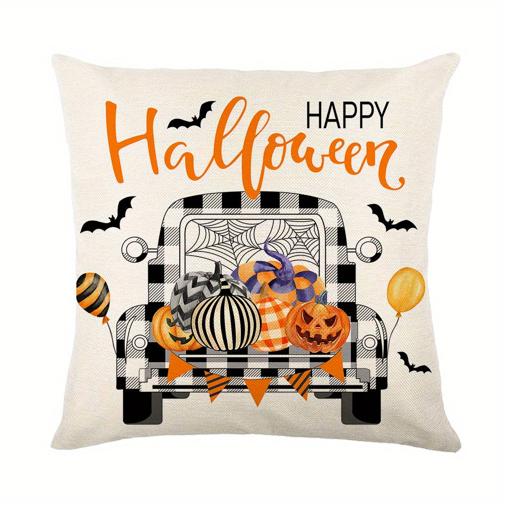 Halloween Pumpkin and Faceless Man Throw Pillow Cover 17.7x17.7in