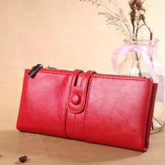 Vintage RFID Blocking Bifold Wallet Large Capacity Coin Purse Zipper Clutch