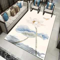 Floral Area Rug Crystal Velvet Non-Slip TPR Base Soft Polyester Fiber