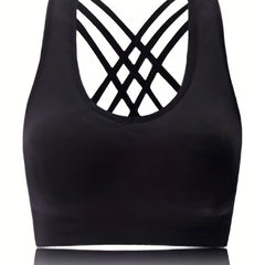 Criss Cross Back Sports Bra Push Up Shockproof Bra