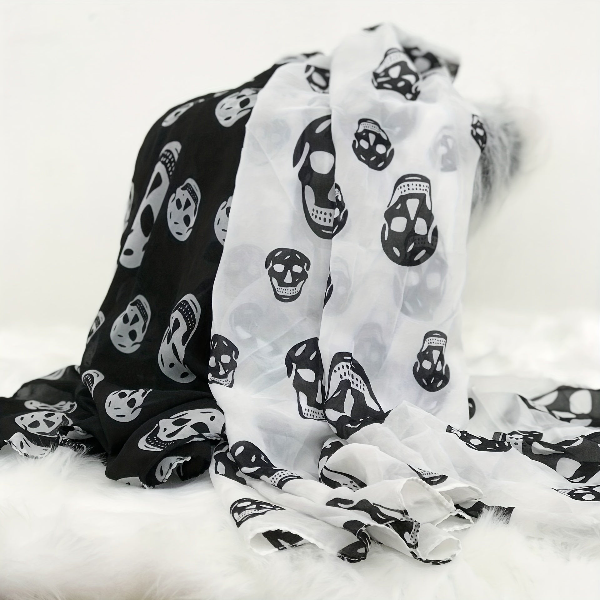 Skull Shape Pattern Scarves Long Shawl