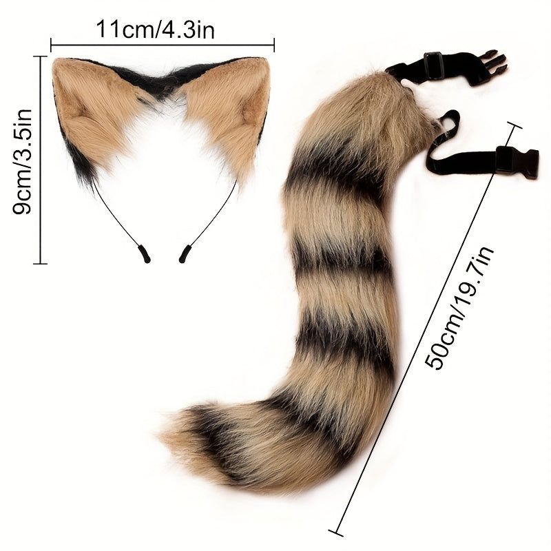 Fox Ears Headband And Tail Halloween Cosplay Accessories