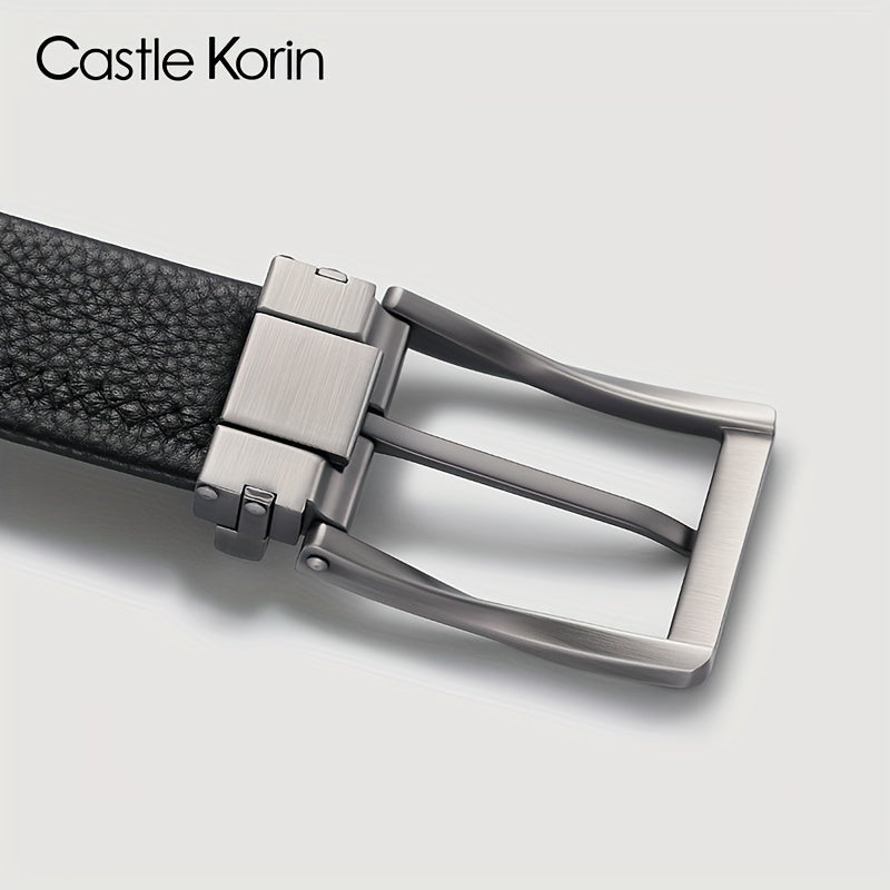 Men's Cowhide Leather Belt Needle Buckle Business Casual