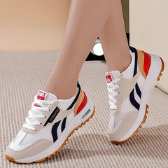 Women's Colorblock Soft Sole Sneakers Low Round Toe Non slip Flatform Shoes