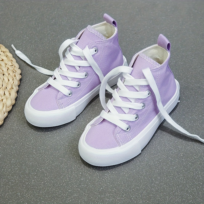 Girls Lace Up High Top Canvas Sneakers