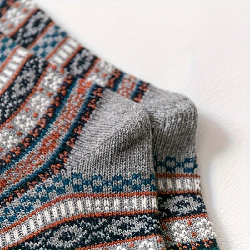 5 Pairs Mid Calf Wool Socks for Autumn/Winter