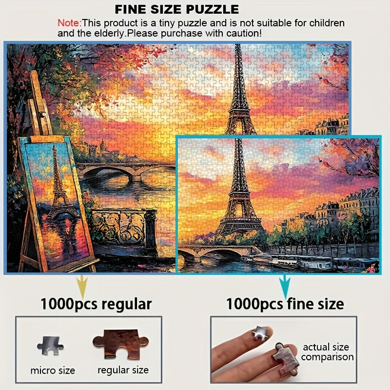 1000pcs Mini Jigsaw Puzzle Sunset Eiffel Tower Bridge Autumn