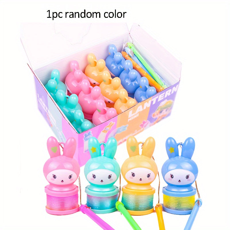 Cartoon Rabbit Glow Rainbow Ring Handheld Lantern Toy