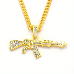 Alloy Punk Hip Hop Necklace Submachine Gun Pendant Necklace