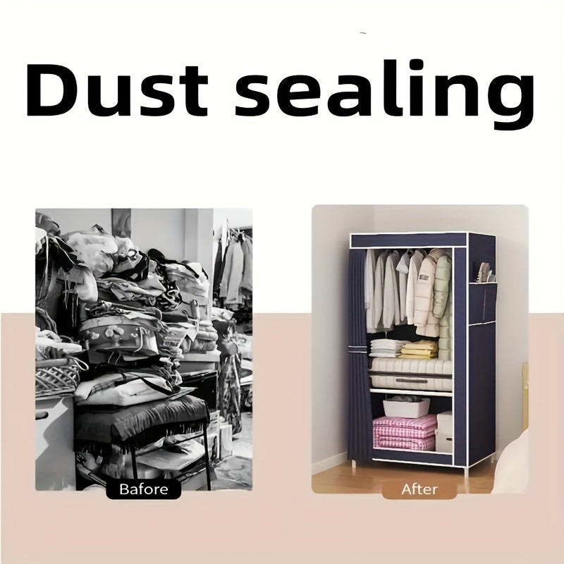 2-layer Clothing Storage Cabinet - Easy to Assemble Storage Wardrobe - 3 Colors