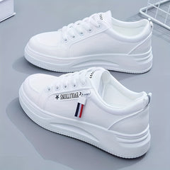 Women's Platform Skate Shoes Lace Up Low Top Sneakers Round Toe Sports Shoes