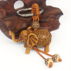 Wood Elephant Key Chain Pendant 3D Elephant Car Key Accessories