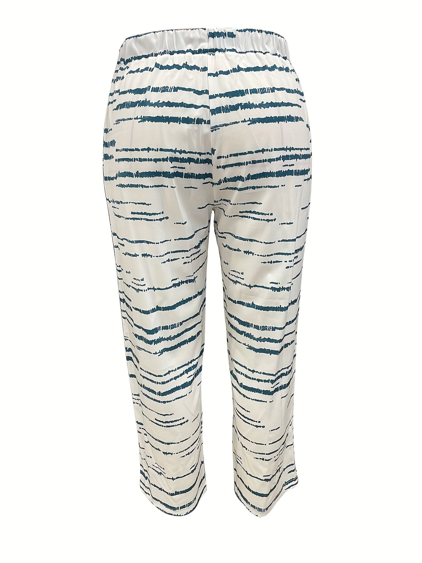  Casual Pants Women's Plus Stripe Print Elastic Drawstring Trousers