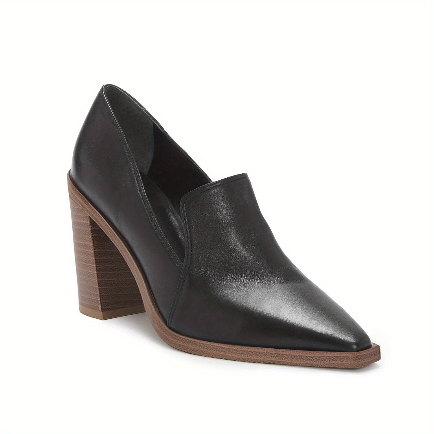 Women's Chunky High Heels Pointed Toe Loafers