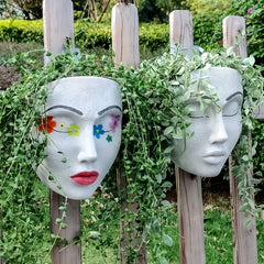 Resin Wall Mounted Face Planter Pot for Indoor & Outdoor Plants Decor