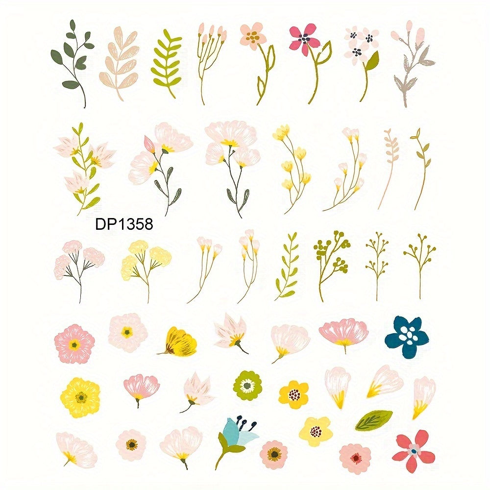 50 Small Flower Leaf Nail Resin Craft Decal Stickers DIY Decor