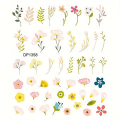 50 Small Flower Leaf Nail Resin Craft Decal Stickers DIY Decor