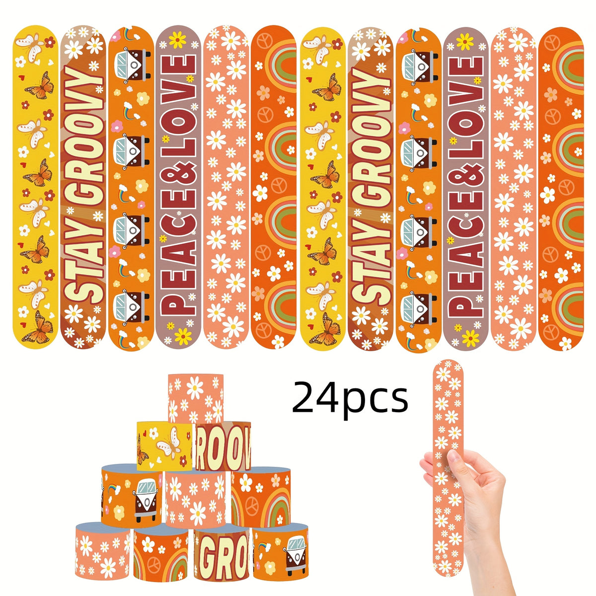 24pcs Bohemian Butterfly & Rainbow Peace Love Bracelets