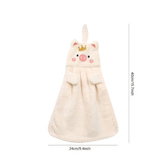 1pc Piggy Hand Towel Coral Velvet Kitchen Towel