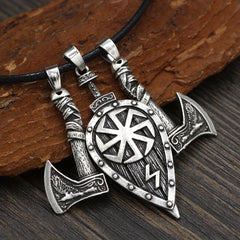Men's Viking Shield Ax Pendant Necklace Casual Party Jewelry