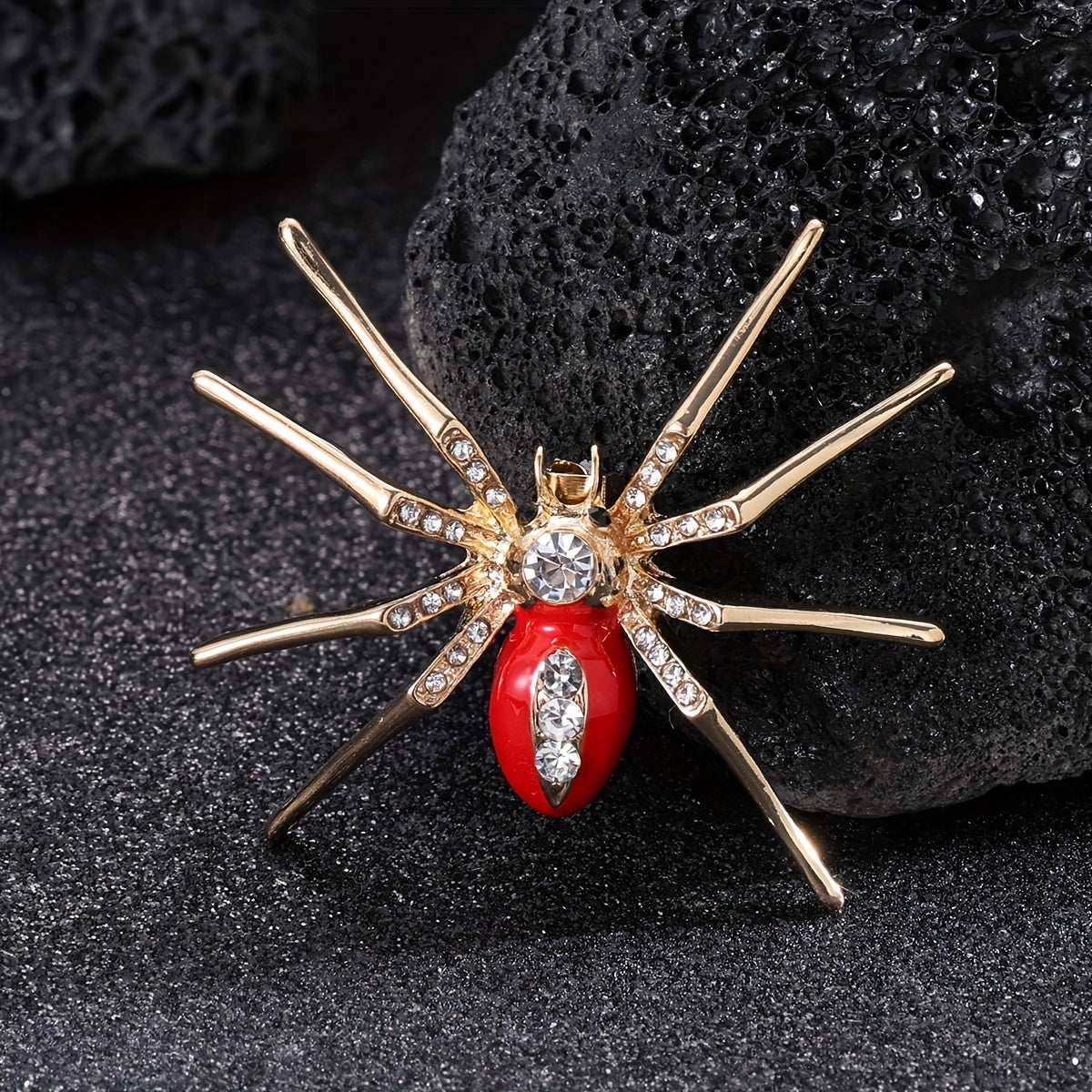 Punk Red Enamel Spider Brooch Halloween Jewelry Gift