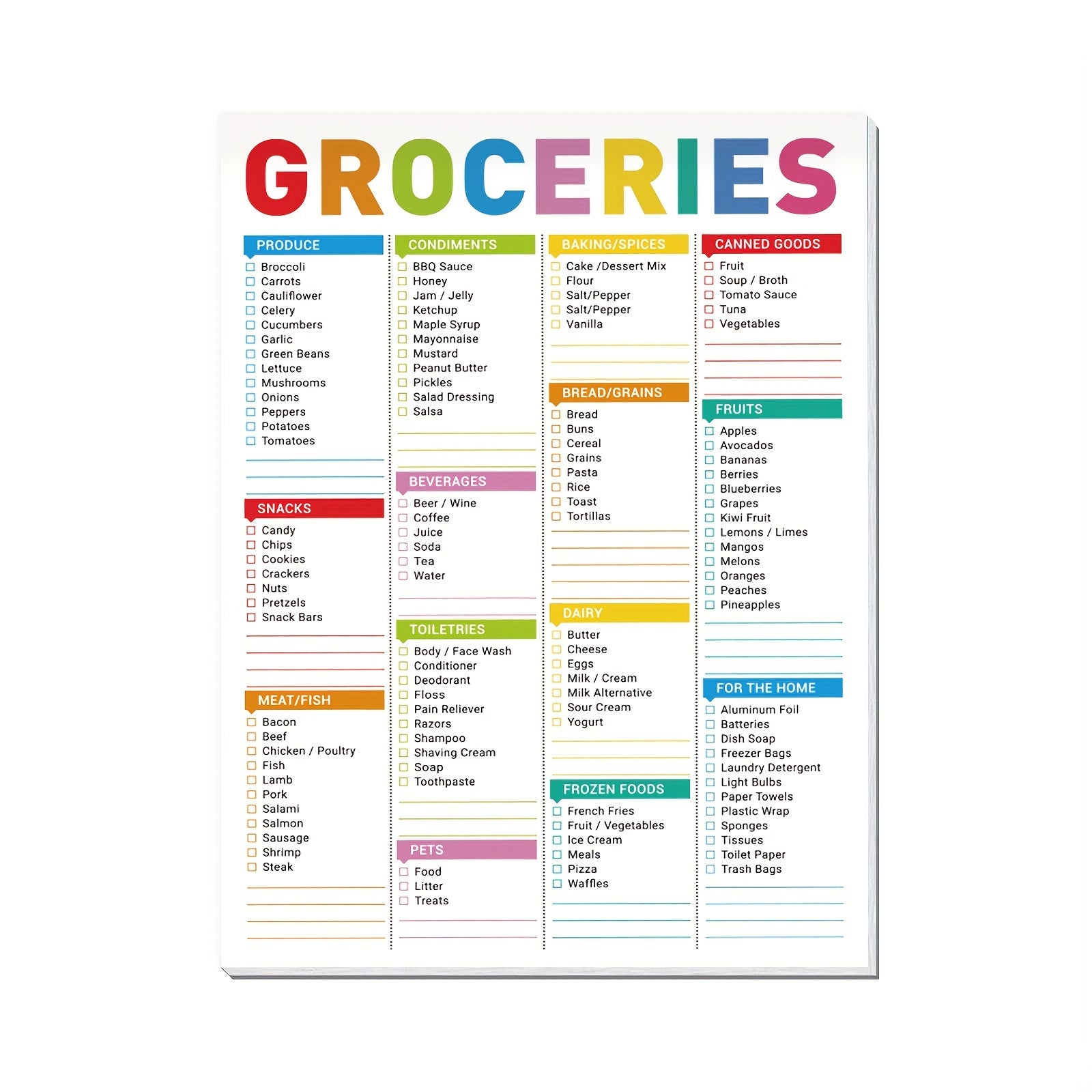 Magnetic Grocery List Pad 52 Sheets 100gsm