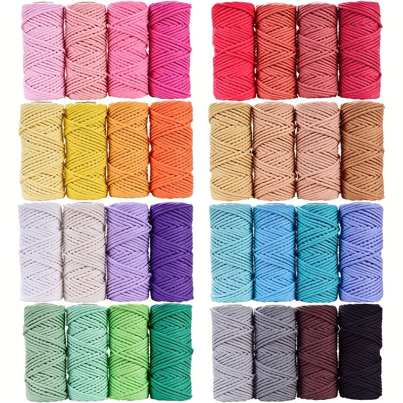 4mm Cotton Macrame Cords for Wall Hangings, Plant Hooks, Crafts - 50m
