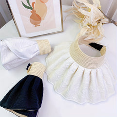 Embossed Shell Visor Hat Solid Foldable Sun Hat UV Protection