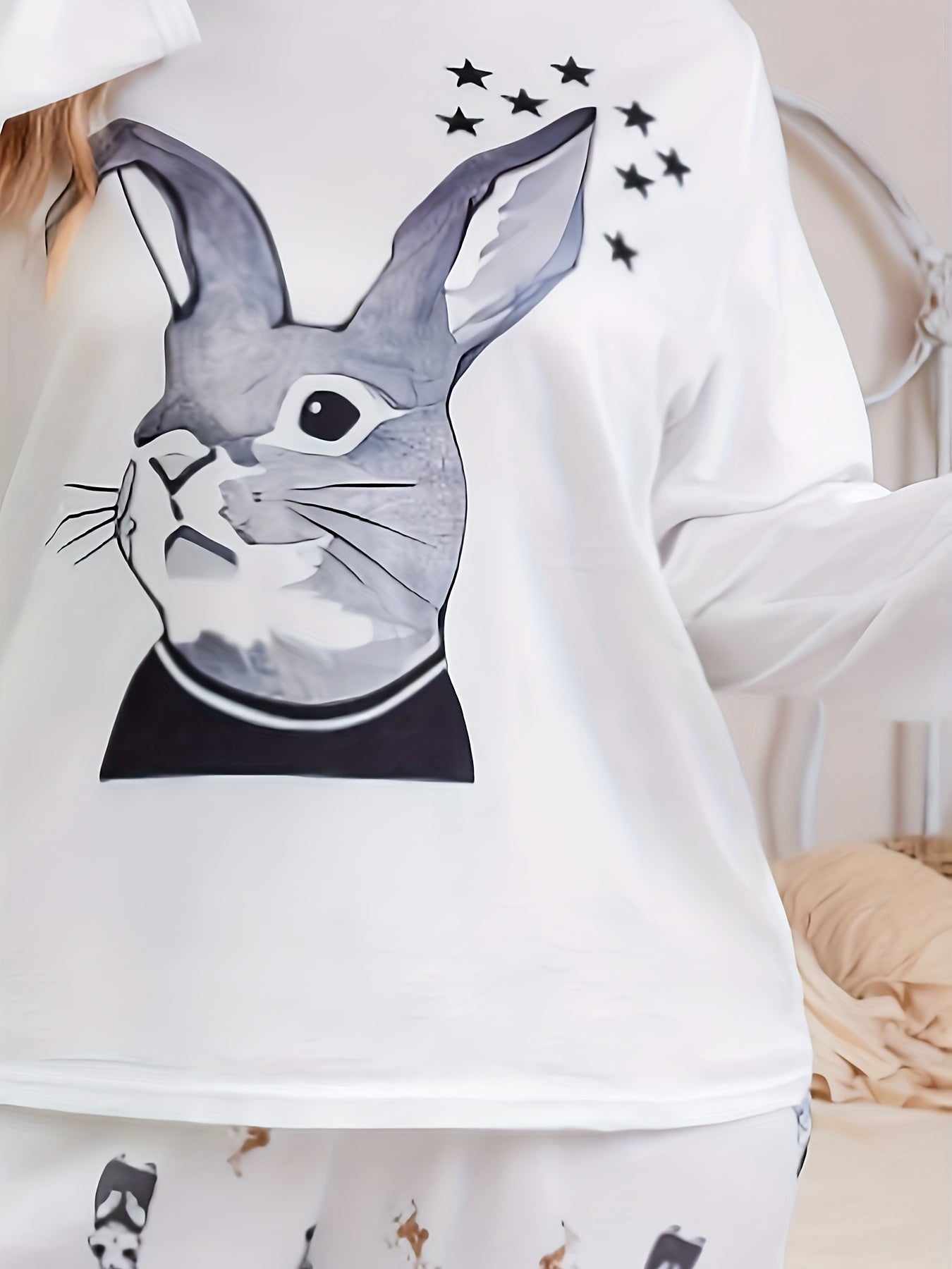  Rabbit & Star Print Loungewear Set
