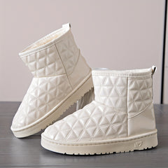 Women's Waterproof Argyle Snow Boots Plush Inner Comfort Lightweight Ankle Boots