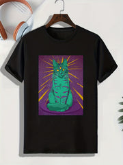 Mythical Cat Print Men's Comfy T shirt - Outdoor Gift For Men