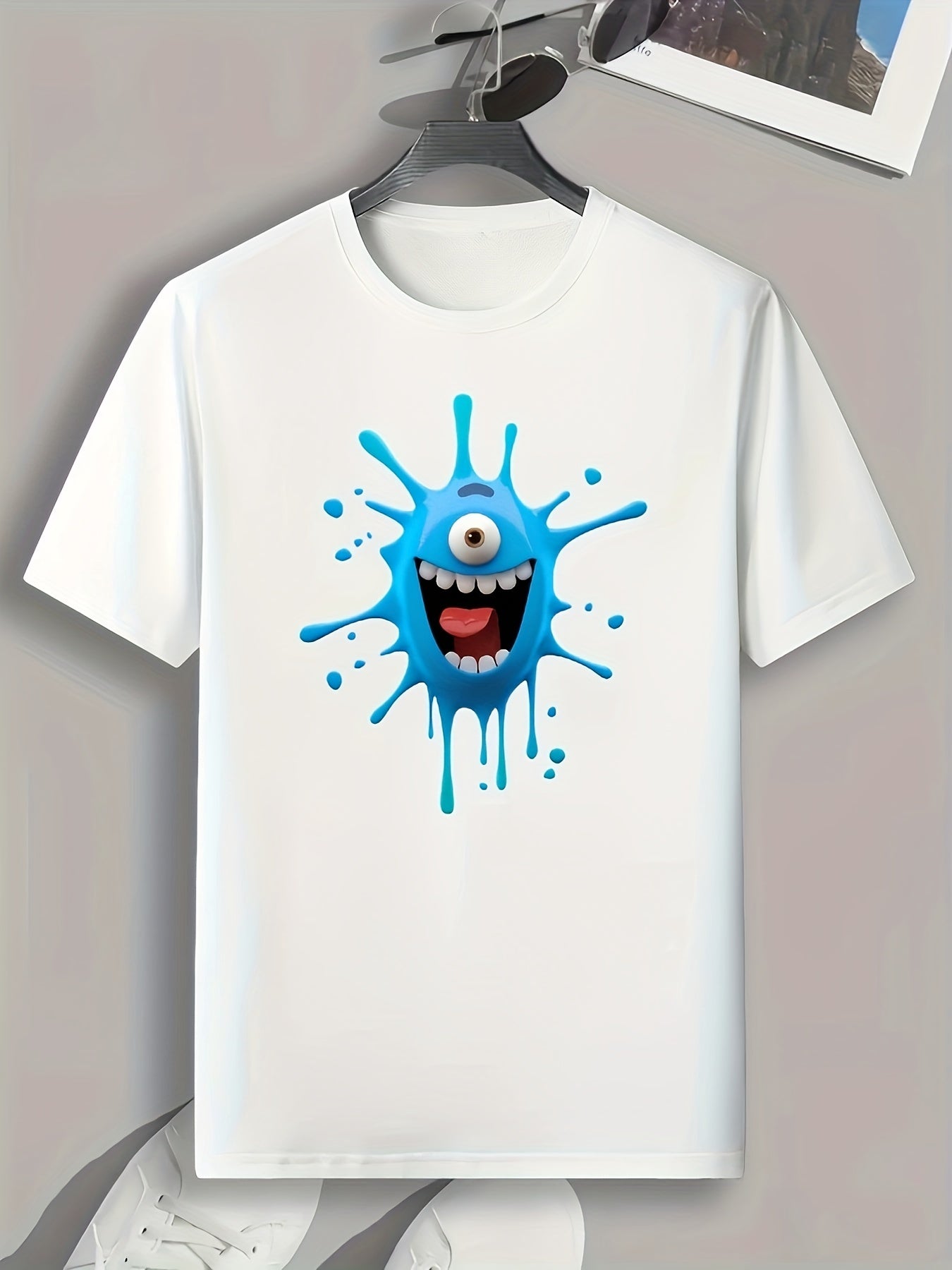 Funny Cartoon Print Men's Graphic T-shirt for Summer