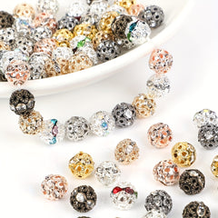 20pcs Mixed Round Beads Rhinestone Rondelles Crystal Spacer Beads