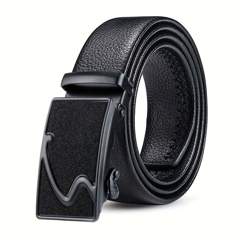 Men's PU Leather Belt Automatic Buckle Starry Frosted Texture Business Belt