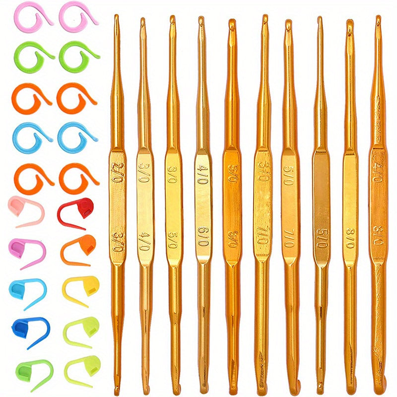 30pcs Crochet Needle Set: 10 Hooks, 10 Knitting Needles, Accessories