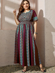  Ethnic Style Kaftan Dress Women's Plus Print Maxi Jalabiya Dress