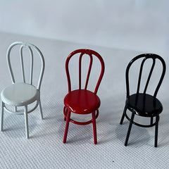 Metal Backrest Chair Retro Modern Dollhouse Furniture Red DIY Scene Props
