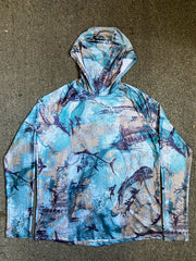 Men's Tie Dye Long Sleeve Hoodie Fishing Jersey