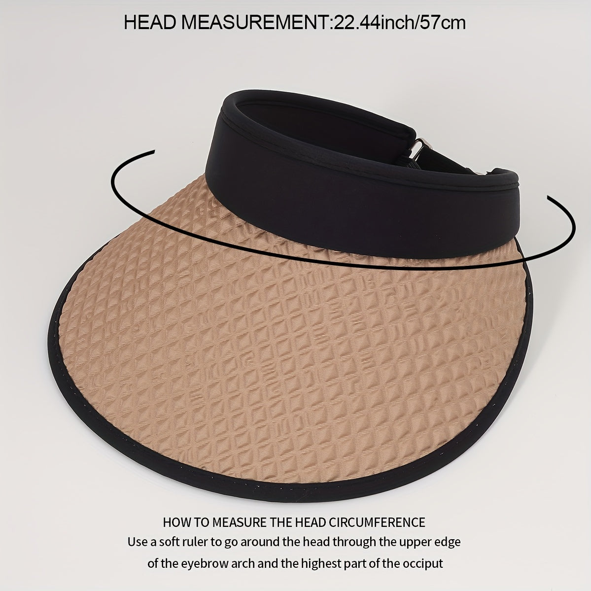 Embossed Visor Hat Wide Brim Foldable Sun Block Casual Outdoor Travel