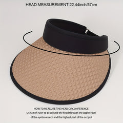 Embossed Visor Hat Wide Brim Foldable Sun Block Casual Outdoor Travel