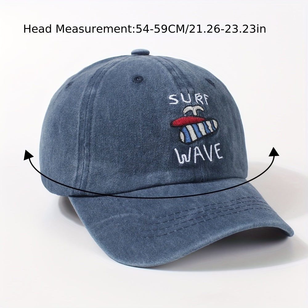 SURF WAVE Embroidery Baseball Cap Distressed Cotton Dad Hats